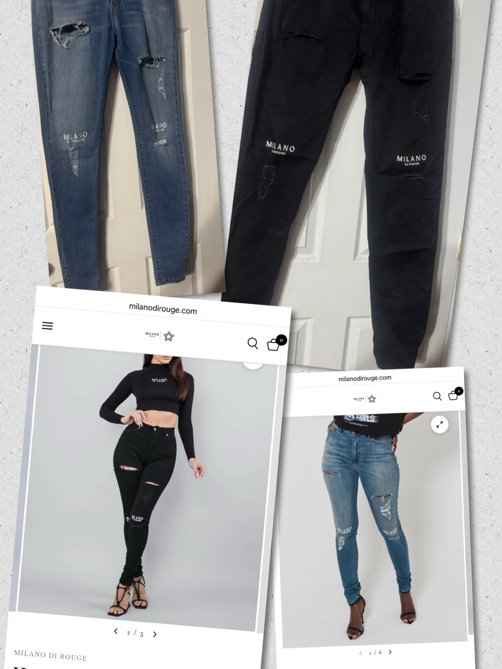 Milano Di Rouge Black and Blue Distressed Skinny Jeans Duo